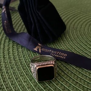 Konstantino sterling silver with gold and  onyx stone ring